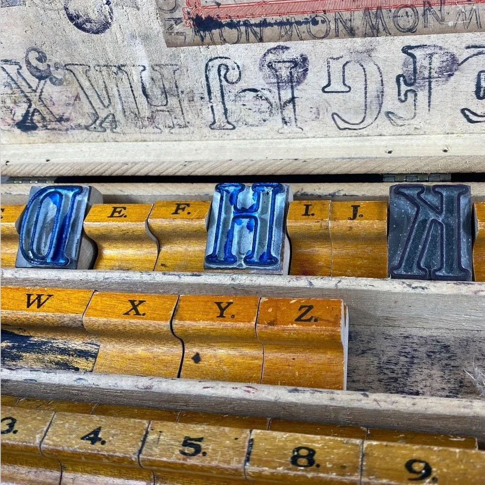 Antique Aristocrat Sign Marker Rubber Stamp Set 1910s-1930s Box 63 Pieces